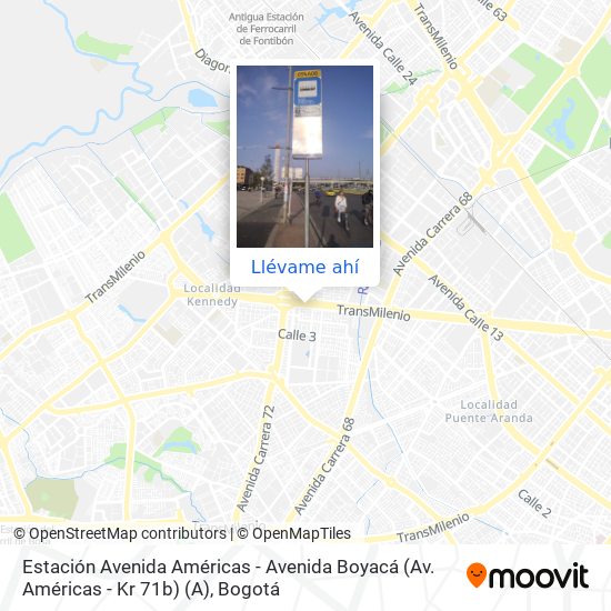 Mapa de Estación Avenida Américas - Avenida Boyacá (Av. Américas - Kr 71b) (A)