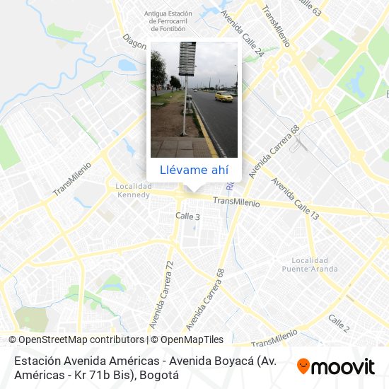 Mapa de Estación Avenida Américas - Avenida Boyacá (Av. Américas - Kr 71b Bis)