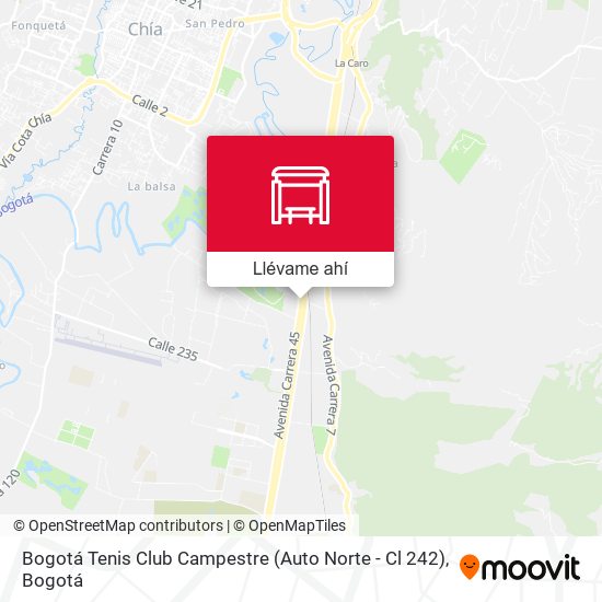 Mapa de Bogotá Tenis Club Campestre (Auto Norte - Cl 242)