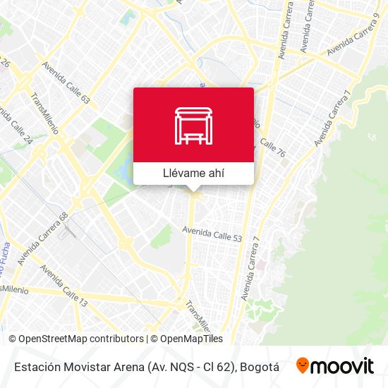 Mapa de Estación Movistar Arena (Av. NQS - Cl 62)