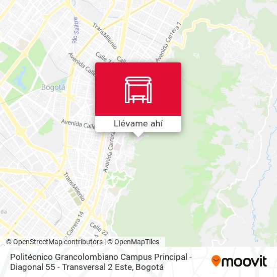 Mapa de Politécnico Grancolombiano Campus Principal - Diagonal 55 - Transversal 2 Este