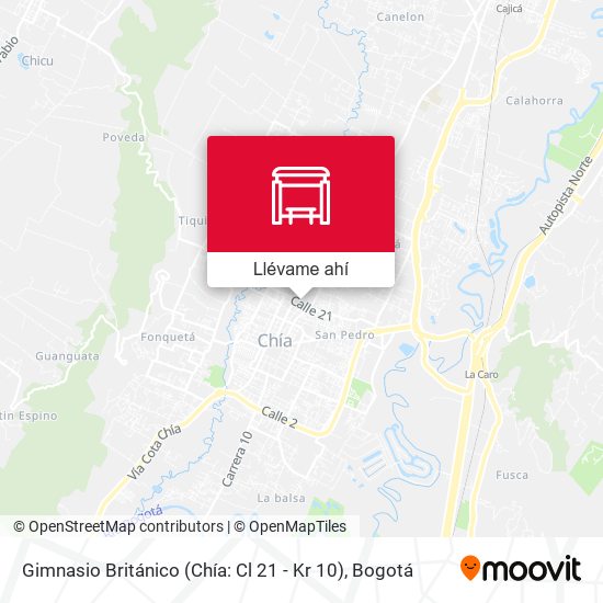 Mapa de Gimnasio Británico (Chía: Cl 21 - Kr 10)