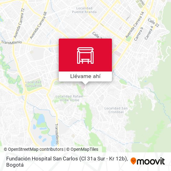 Mapa de Fundación Hospital San Carlos (Cl 31a Sur - Kr 12b)