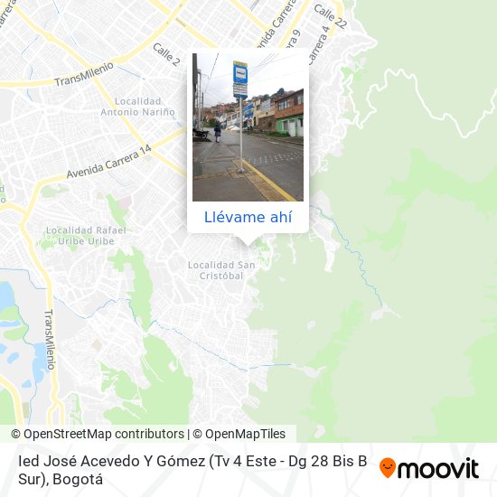 Mapa de Ied José Acevedo Y Gómez (Tv 4 Este - Dg 28 Bis B Sur)