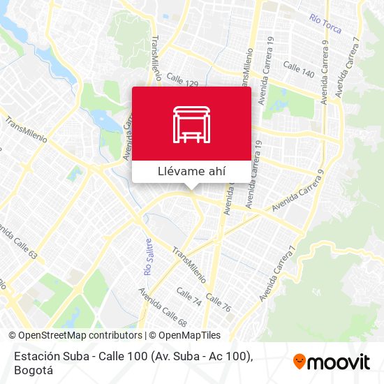 Mapa de Estación Suba - Calle 100 (Av. Suba - Ac 100)