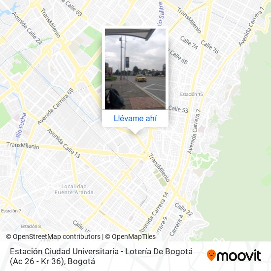 Mapa de Estación Ciudad Universitaria - Lotería De Bogotá (Ac 26 - Kr 36)