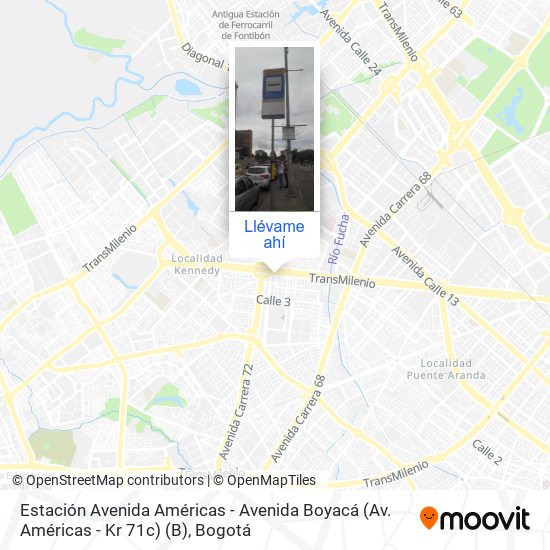 Mapa de Estación Avenida Américas - Avenida Boyacá (Av. Américas - Kr 71c) (B)