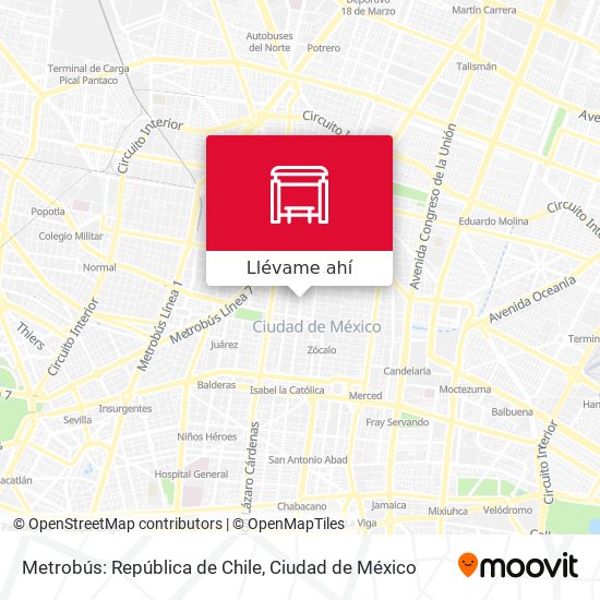 Mapa de Metrobús: República de Chile