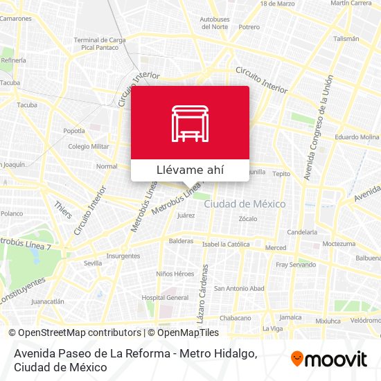 Mapa de Avenida Paseo de La Reforma - Metro Hidalgo