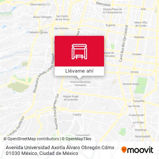 Mapa de Avenida Universidad Axotla Álvaro Obregón Cdmx 01030 México