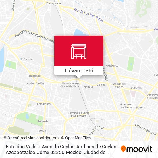 Mapa de Estacion Vallejo Avenida Ceylán Jardines de Ceylán Azcapotzalco Cdmx 02350 México