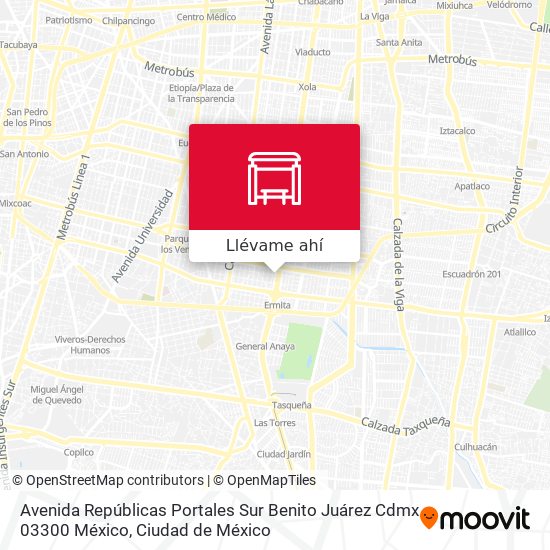 Mapa de Avenida Repúblicas Portales Sur Benito Juárez Cdmx 03300 México