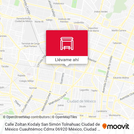 Mapa de Calle Zoltan Kodaly San Simón Tolnahuac Ciudad de México Cuauhtémoc Cdmx 06920 México