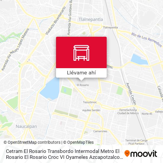 Mapa de Cetram El Rosario Transbordo Intermodal Metro El Rosario El Rosario Croc VI Oyameles Azcapotzalco Cdmx 02100 México