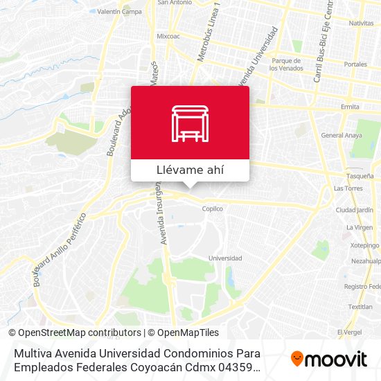 Mapa de Multiva Avenida Universidad Condominios Para Empleados Federales Coyoacán Cdmx 04359 México