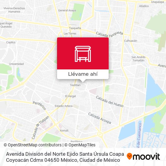 Mapa de Avenida División del Norte Ejido Santa Úrsula Coapa Coyoacán Cdmx 04650 México