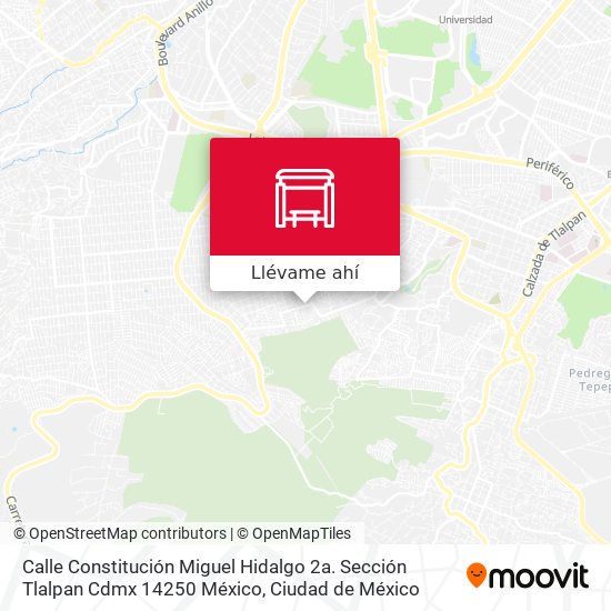 Mapa de Calle Constitución Miguel Hidalgo 2a. Sección Tlalpan Cdmx 14250 México