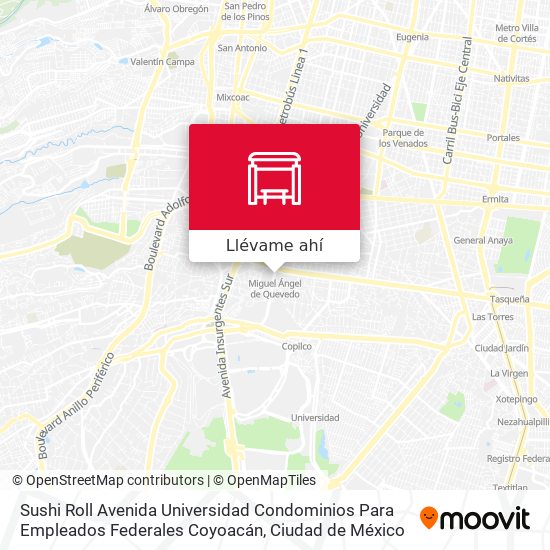 Mapa de Sushi Roll Avenida Universidad Condominios Para Empleados Federales Coyoacán