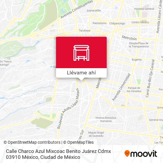 Mapa de Calle Charco Azul Mixcoac Benito Juárez Cdmx 03910 México