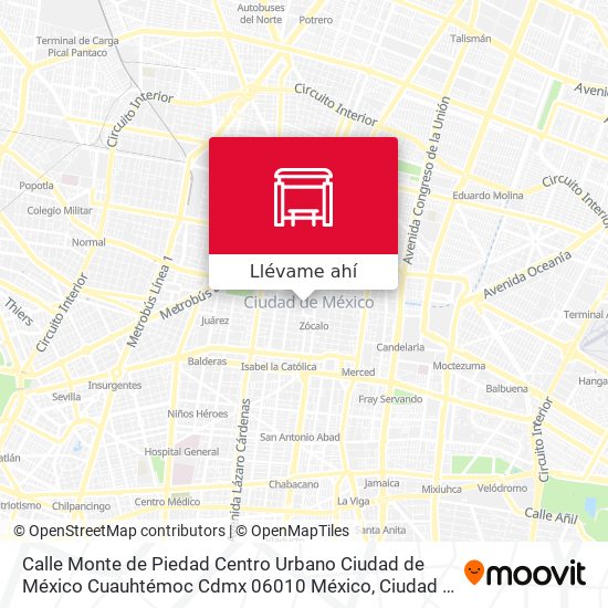 Mapa de Calle Monte de Piedad Centro Urbano Ciudad de México Cuauhtémoc Cdmx 06010 México