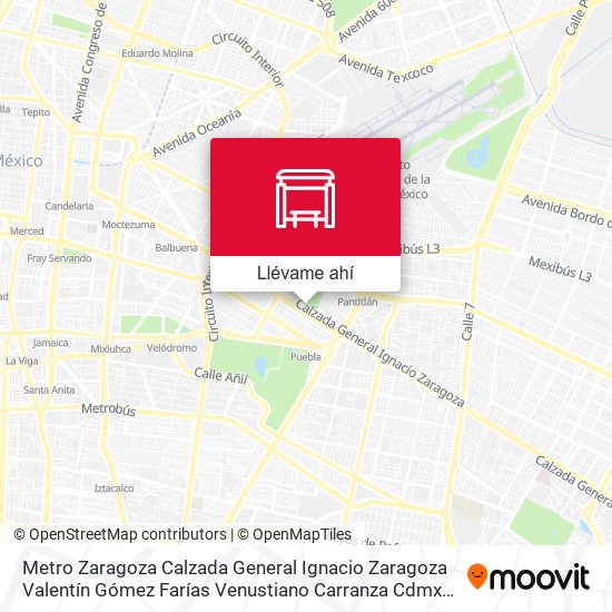 Mapa de Metro Zaragoza Calzada General Ignacio Zaragoza Valentín Gómez Farías Venustiano Carranza Cdmx 15010 México