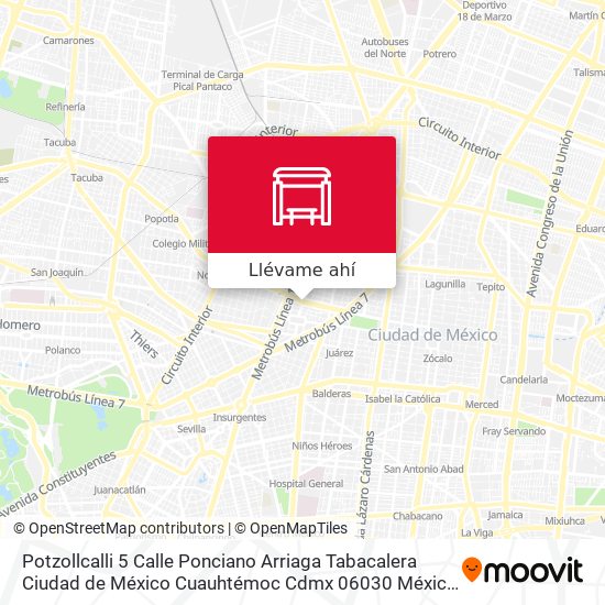 Mapa de Potzollcalli 5 Calle Ponciano Arriaga Tabacalera Ciudad de México Cuauhtémoc Cdmx 06030 México