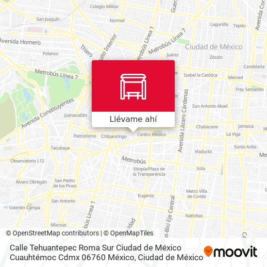 Mapa de Calle Tehuantepec Roma Sur Ciudad de México Cuauhtémoc Cdmx 06760 México