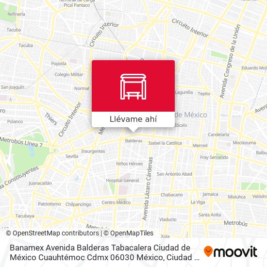 Mapa de Banamex Avenida Balderas Tabacalera Ciudad de México Cuauhtémoc Cdmx 06030 México