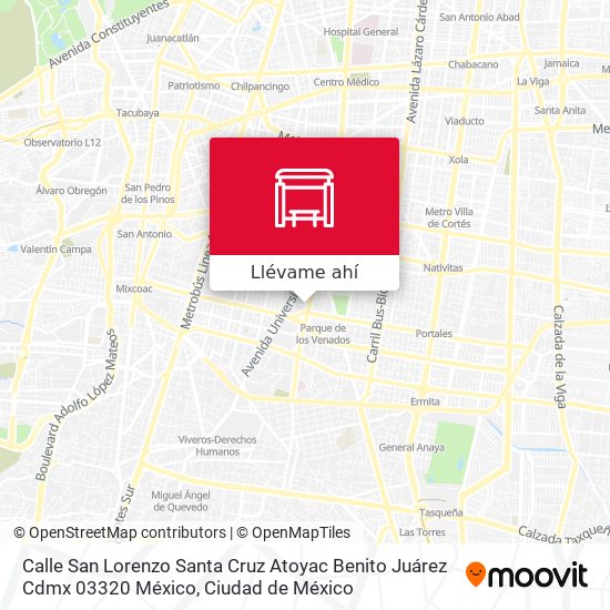 Mapa de Calle San Lorenzo Santa Cruz Atoyac Benito Juárez Cdmx 03320 México