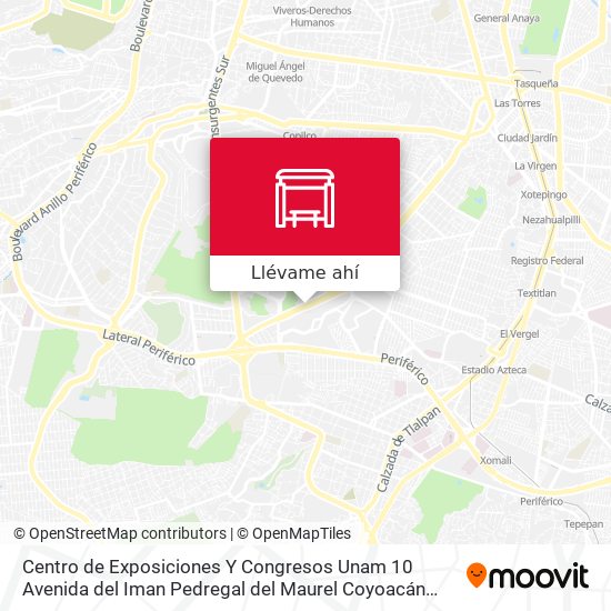 Mapa de Centro de Exposiciones Y Congresos Unam 10 Avenida del Iman Pedregal del Maurel Coyoacán Cdmx 04510 México
