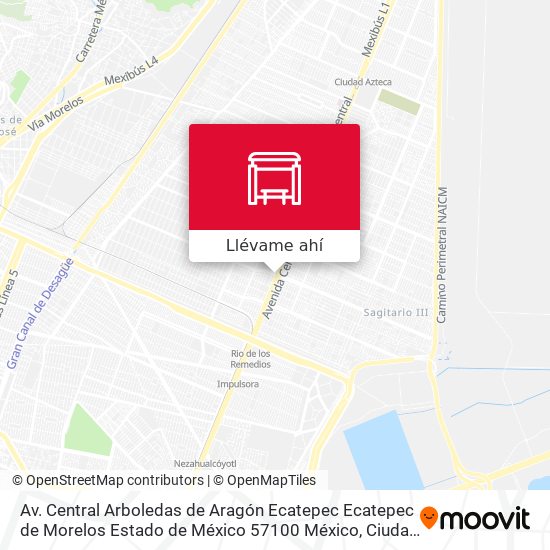 Mapa de Av. Central Arboledas de Aragón Ecatepec Ecatepec de Morelos Estado de México 57100 México