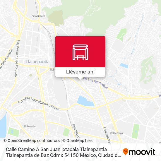 Mapa de Calle Camino A San Juan Ixtacala Tlalnepantla Tlalnepantla de Baz Cdmx 54150 México