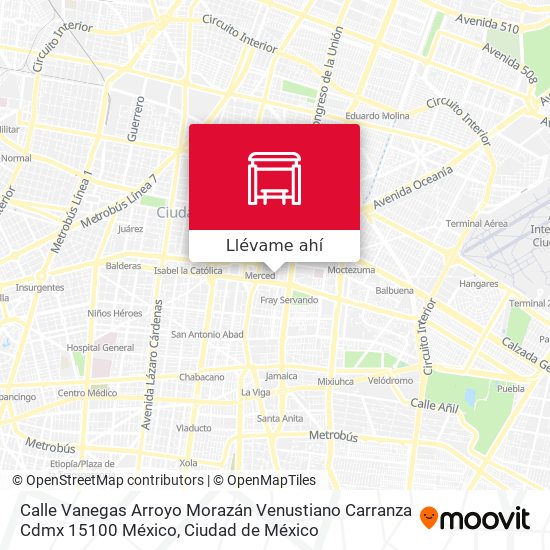 Mapa de Calle Vanegas Arroyo Morazán Venustiano Carranza Cdmx 15100 México