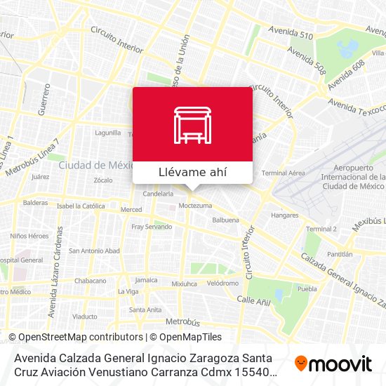 Mapa de Avenida Calzada General Ignacio Zaragoza Santa Cruz Aviación Venustiano Carranza Cdmx 15540 México