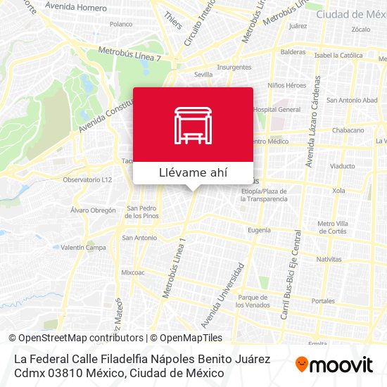 Mapa de La Federal Calle Filadelfia Nápoles Benito Juárez Cdmx 03810 México