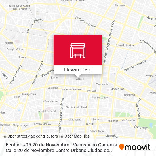 Mapa de Ecobici #95 20 de Noviembre - Venustiano Carranza Calle 20 de Noviembre Centro Urbano Ciudad de México Cuauhtémoc Cdmx 06010 México