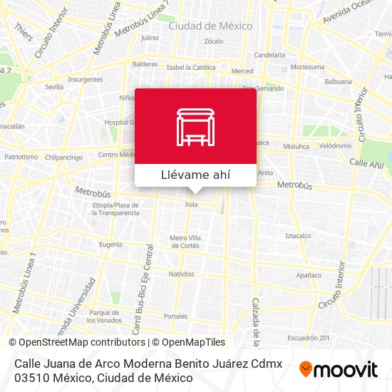 Mapa de Calle Juana de Arco Moderna Benito Juárez Cdmx 03510 México