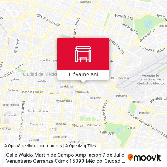 Mapa de Calle Waldo Martin de Campo Ampliación 7 de Julio Venustiano Carranza Cdmx 15390 México