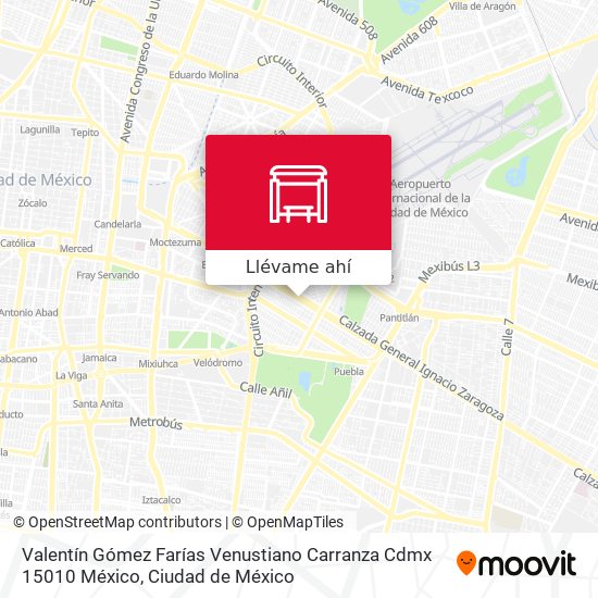 Mapa de Valentín Gómez Farías Venustiano Carranza Cdmx 15010 México