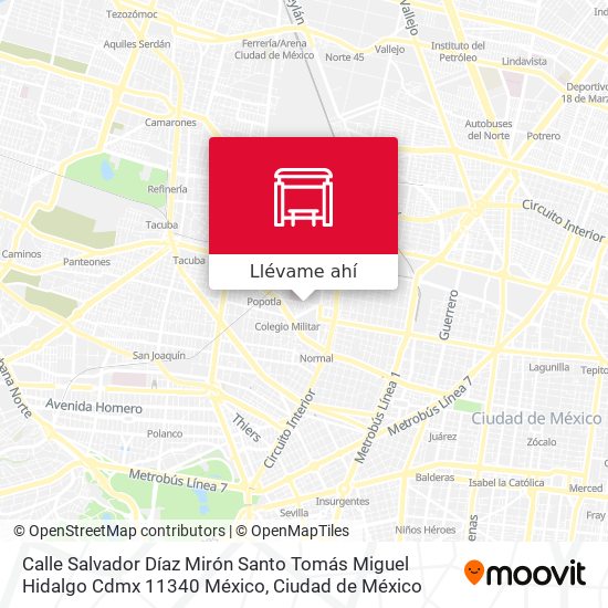 Mapa de Calle Salvador Díaz Mirón Santo Tomás Miguel Hidalgo Cdmx 11340 México