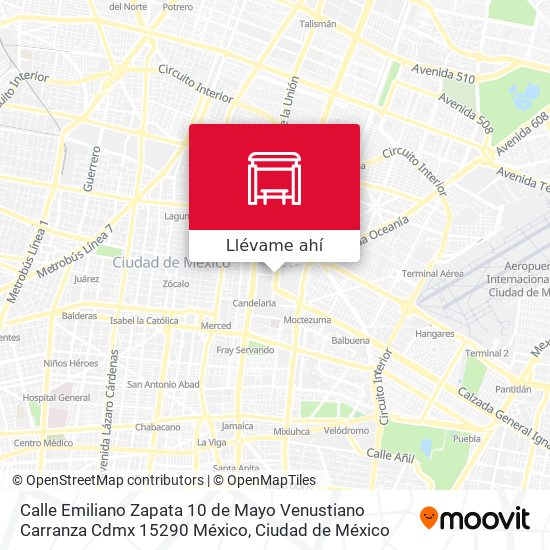 Mapa de Calle Emiliano Zapata 10 de Mayo Venustiano Carranza Cdmx 15290 México
