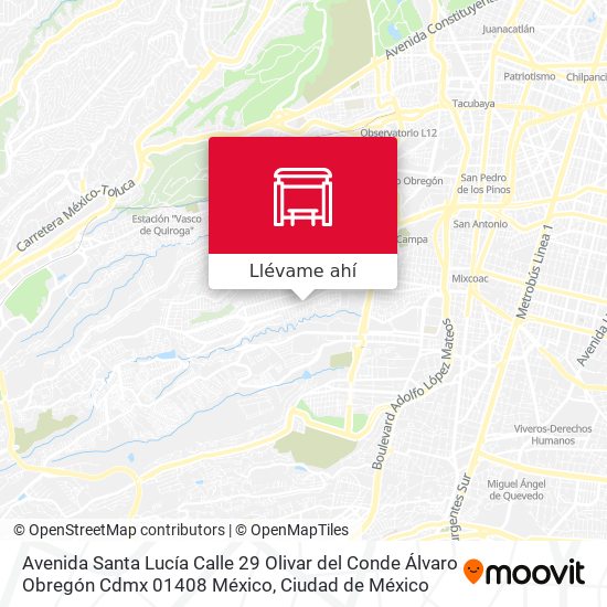 Mapa de Avenida Santa Lucía Calle 29 Olivar del Conde Álvaro Obregón Cdmx 01408 México