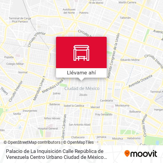Mapa de Palacio de La Inquisición Calle República de Venezuela Centro Urbano Ciudad de México Cuauhtémoc Cdmx 06010 México