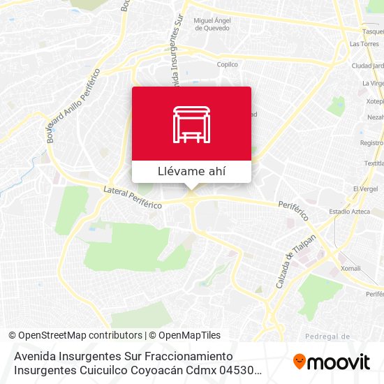 Mapa de Avenida Insurgentes Sur Fraccionamiento Insurgentes Cuicuilco Coyoacán Cdmx 04530 México