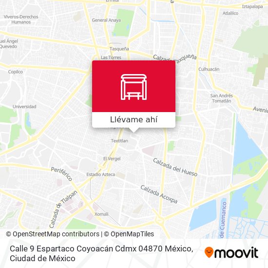 Mapa de Calle 9 Espartaco Coyoacán Cdmx 04870 México