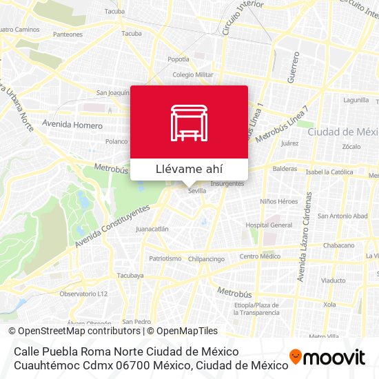 Mapa de Calle Puebla Roma Norte Ciudad de México Cuauhtémoc Cdmx 06700 México