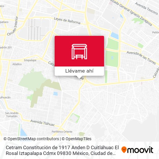 Mapa de Cetram Constitución de 1917 Anden D Cuitláhuac El Rosal Iztapalapa Cdmx 09830 México