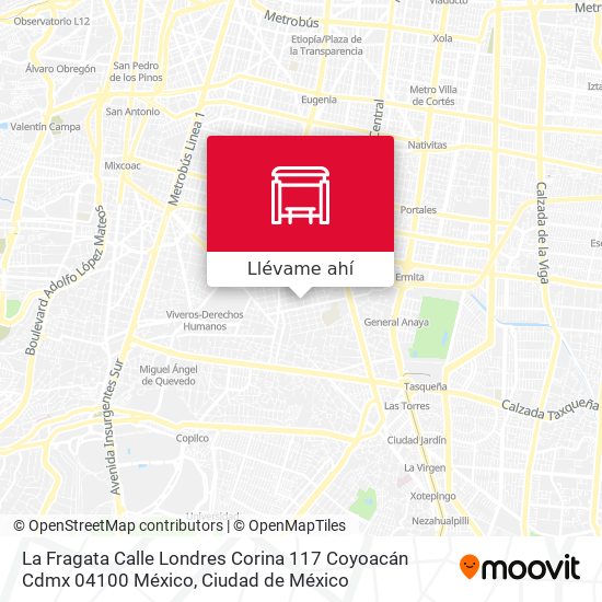 Mapa de La Fragata Calle Londres Corina 117 Coyoacán Cdmx 04100 México