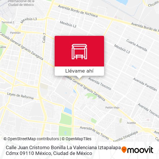Mapa de Calle Juan Cristomo Bonilla La Valenciana Iztapalapa Cdmx 09110 México