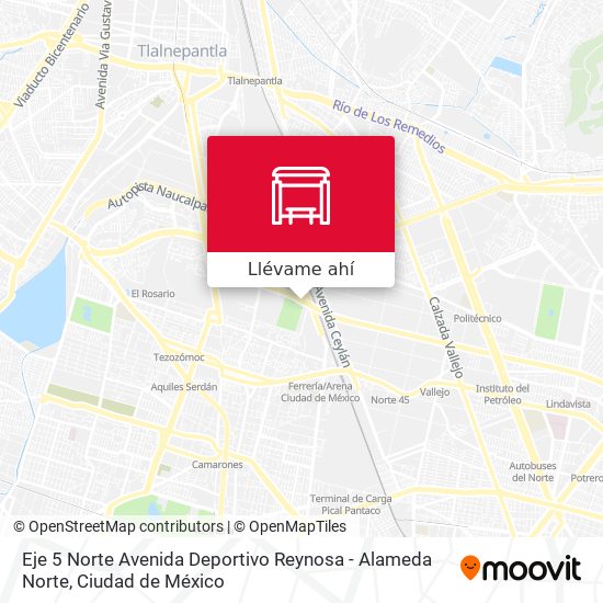 Mapa de Eje 5 Norte Avenida Deportivo Reynosa - Alameda Norte